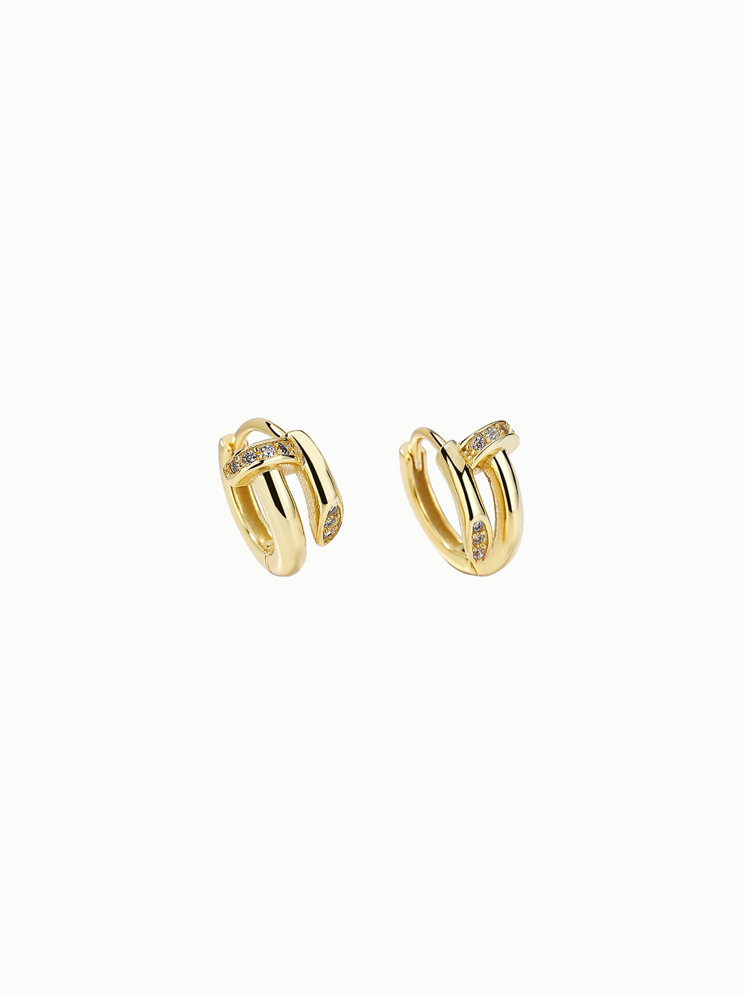 FAVES Celine hoop earrings in 18K gold plated 925 sterling silver with cubic zirconia accents