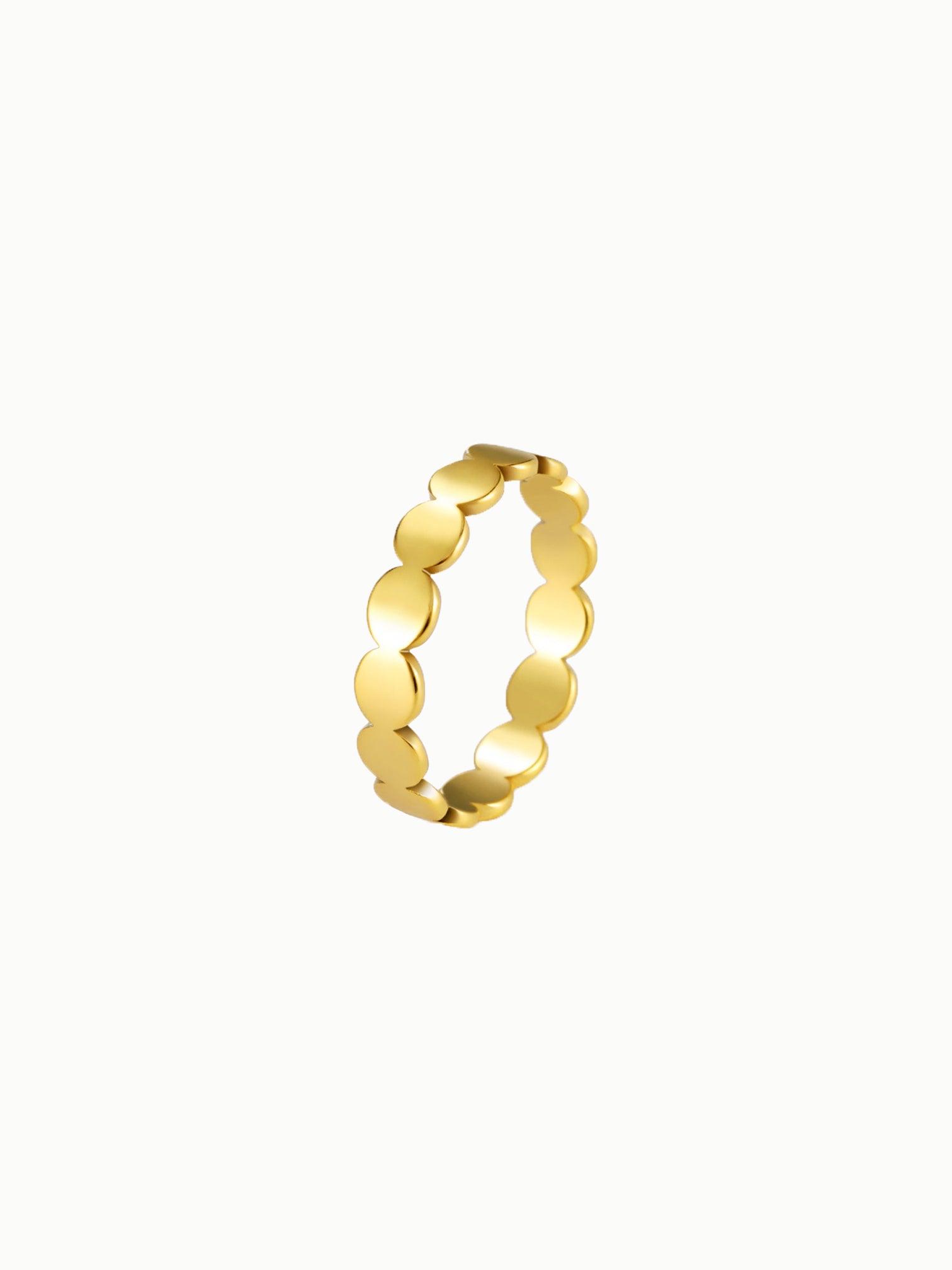 FAVES Carly Ring featuring 18K gold-plated titanium steel disc band in minimal stacking design