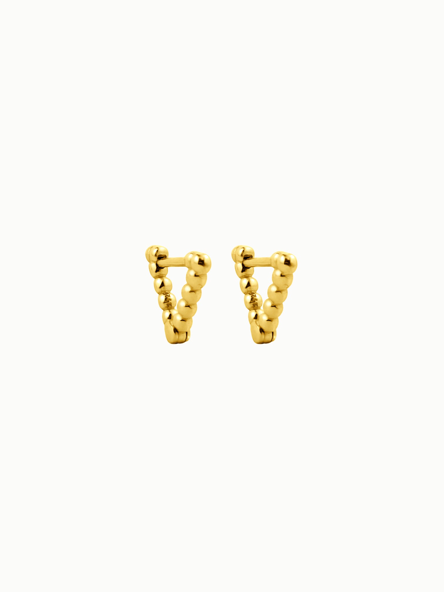 Valentina beaded V hoop earrings in 18K gold over sterling silver, hypoallergenic design, waterproof and tarnish-resistant finish