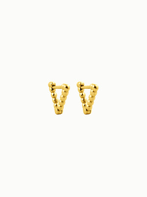 Valentina beaded V hoop earrings in 18K gold over sterling silver, hypoallergenic design, waterproof and tarnish-resistant finish