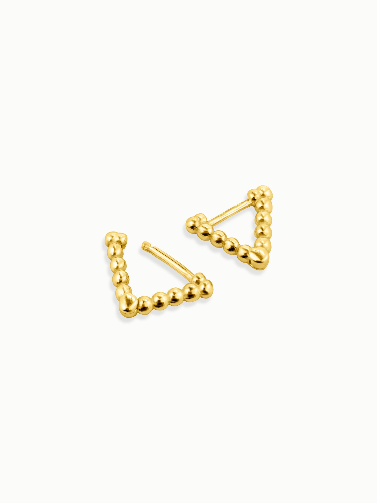 Valentina beaded V hoop earrings in 18K gold over sterling silver, hypoallergenic design, waterproof and tarnish-resistant finish