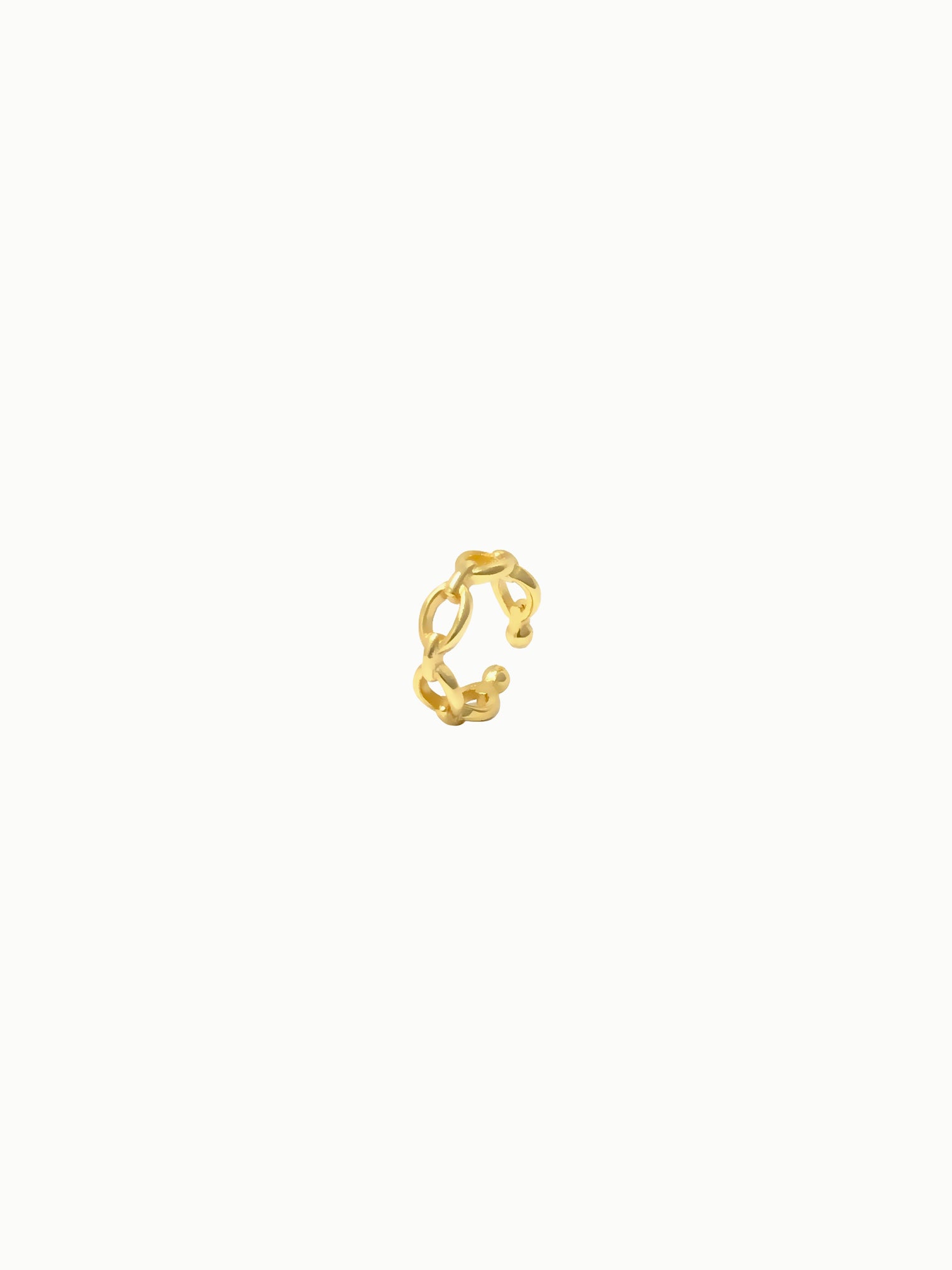 FAVES Dyna Earcuff side view – 18K gold plated sterling silver chain link design, no-piercing adjustable cuff, minimal edgy jewelry