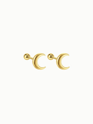 FAVES Aria crescent moon screw back earrings minimal gold design