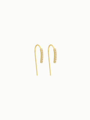 FAVES minimalist hook design Suri earrings 18K gold plated sterling silver with cubic zirconia
