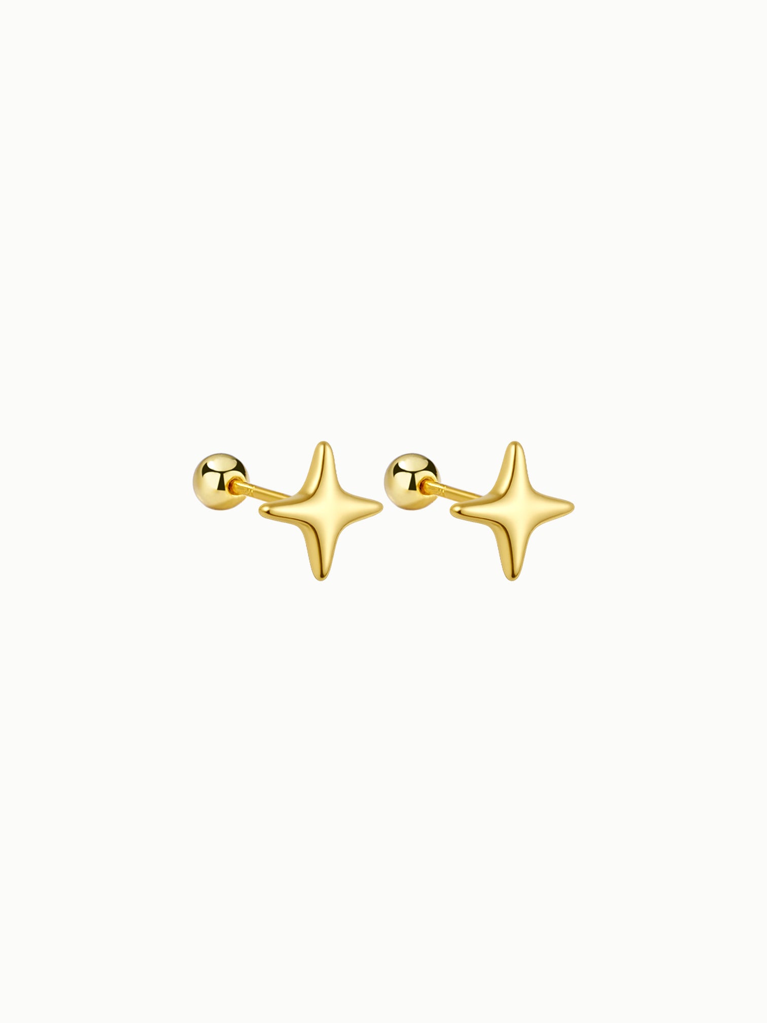 FAVES Selina star stud earrings in 18K gold plated sterling silver, screw back design. Hypoallergenic, waterproof and tarnish-resistant minimal earrings