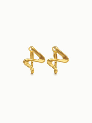 FAVES Monet sculptural wave hoop earrings 18K gold plated brass 20mm x 25mm modern gold artistic jewelry