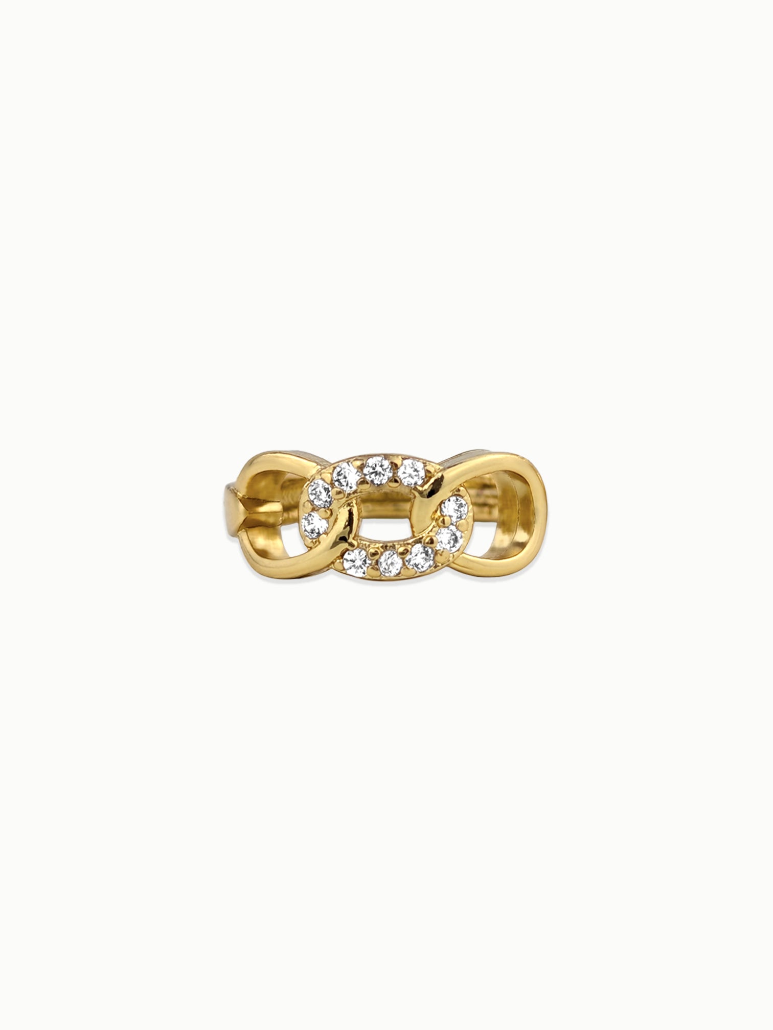 Francesca chain-link 18K gold hoop earring with cubic zirconia, side view