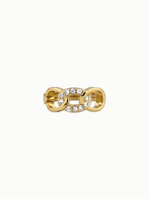 Francesca chain-link 18K gold hoop earring with cubic zirconia, side view