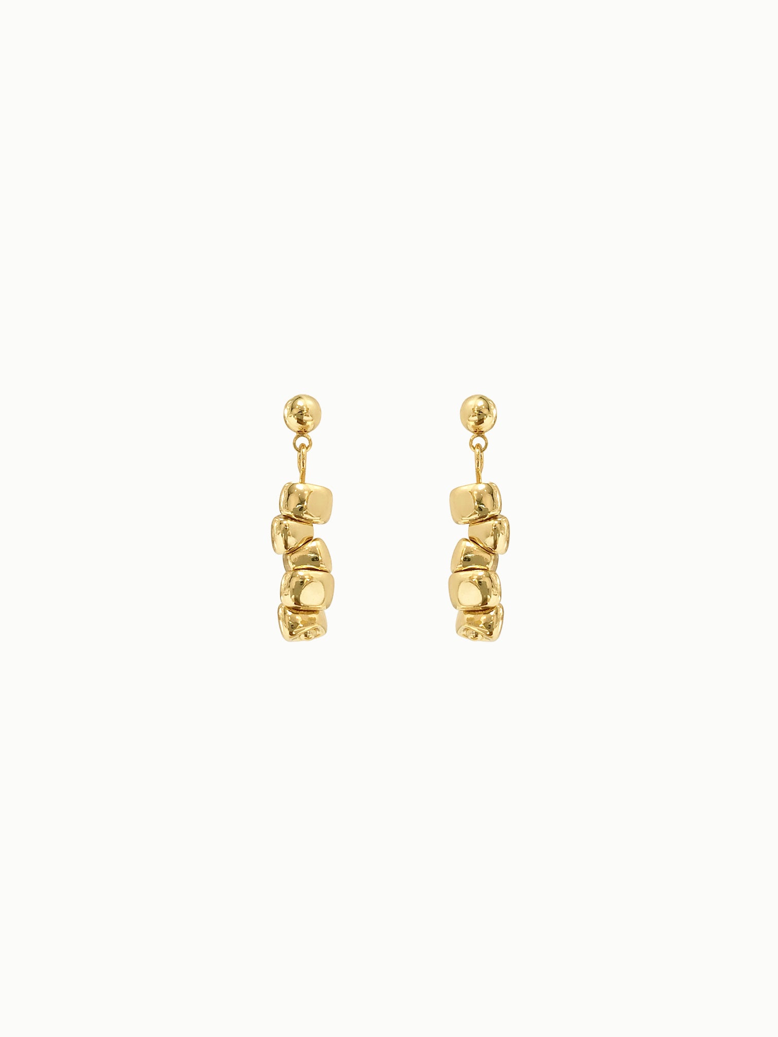 FAVES Reiko Earrings – 18K gold plated brass sculptural drop earrings with organic pebble texture, hypoallergenic, waterproof statement jewelry