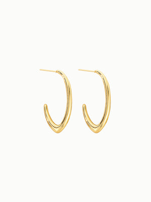 FAVES Ever Earrings – 18K gold plated titanium steel curved hoop earrings with minimal open V design