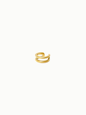 FAVES Chelsea Earcuff – 18K gold plated titanium steel double layer no-piercing ear cuff, hypoallergenic, waterproof, minimal modern design