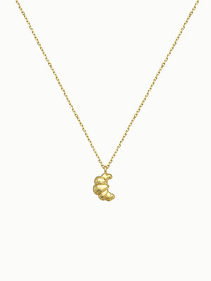 FAVES Croissant Necklace – 18K gold plated sterling silver pendant on adjustable chain, croissant design, hypoallergenic, waterproof, minimal whimsical jewelry