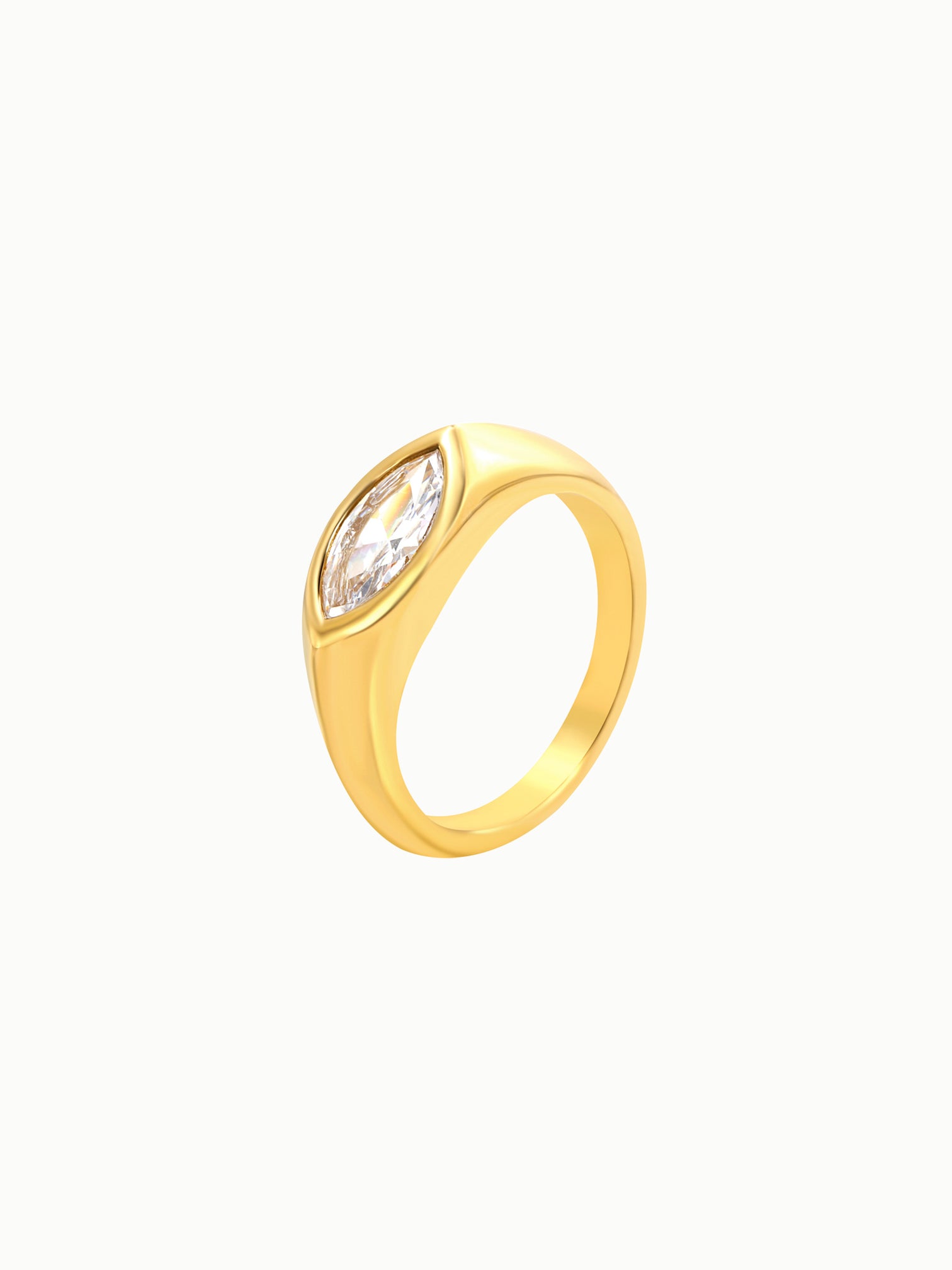 FAVES Ayla marquise cryatal stone ring in 18K gold layered titanium steel, waterproof and hypoallergenic
