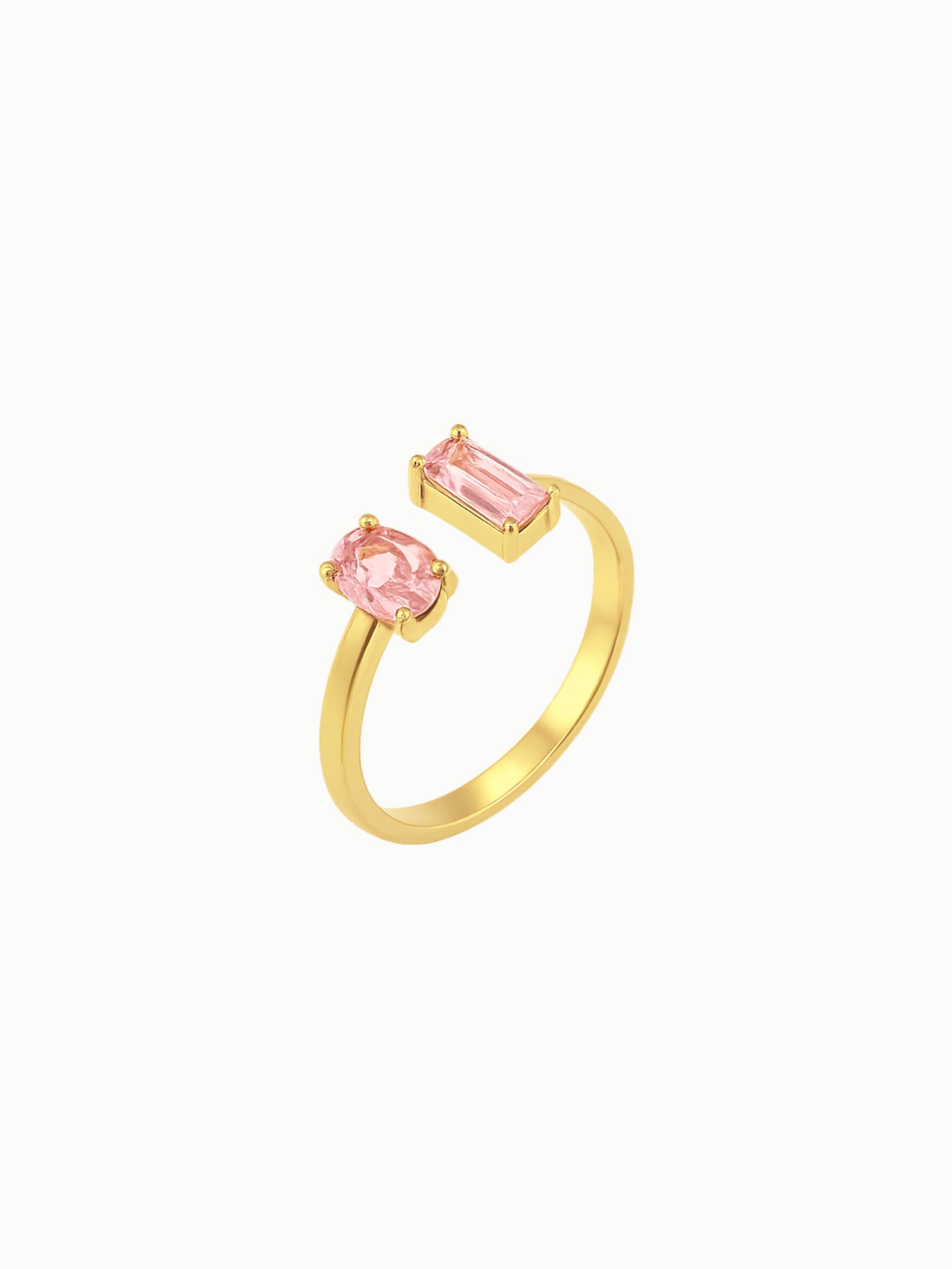 FAVES Jayla Adjustable Ring Pink Cubic Zirconia Dual Stone 18K Gold Titanium